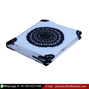 White 100% Pure Cotton Comforter Navy Blue Embroidery Bed Sheet Luxury Duvet Cover - Product Image 3