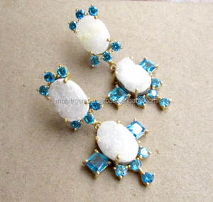 Pendientes de Cristal de Ágata para Novia, Aleación sin Níquel, para Bodas, Fiestas, Regalo para Damas de Honor - Product Image 3