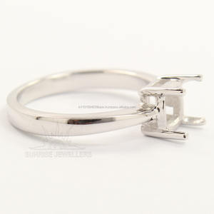 แหวนแต่งงานแบบมีรัศมีส่วนตัวติดหินกึ่งเมานท์ขนาด6มม. แหวนตั้งค่าแบบง่ามเงินสเตอริง925 - Product Image 2