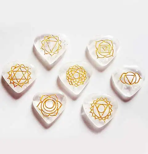 Crystal Quartz Engrave Heart Set | conjuntos reiki atacado | produtos de qualidade de ágata aashim rochas minerais feng shui coração conjuntos