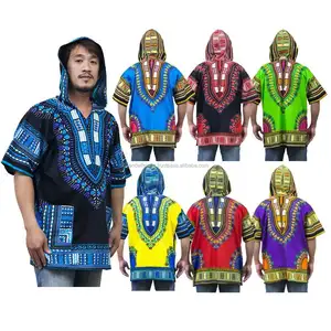 Lofbaz-Camiseta africana tradicional Unisex, Dashiki con capucha, Etnic, Top africano, camisa mexicana S M L XL XXL, talla de pulso Dashiki