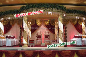 Ensemble Mandap Couronne Royale Dorée Entièrement en Cristal, Nouveau Mandap de Mariage en Métal et Cristal, Collection 2026, Vente France, Décoration d'Événements - Product Image 2