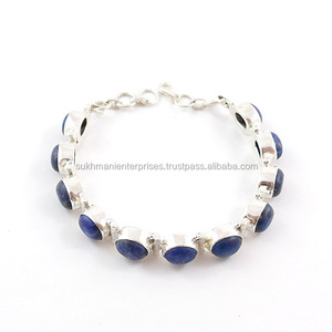 Pulsera de Plata con Piedra Semipreciosa de Lapislázuli, Joyería de Moda para Mujer - Product Image 2