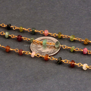 Collar de cuentas envuelto en alambre de plata de ley Vermeil de oro de turmalina múltiple para regalo de compromiso de boda - Product Image 2