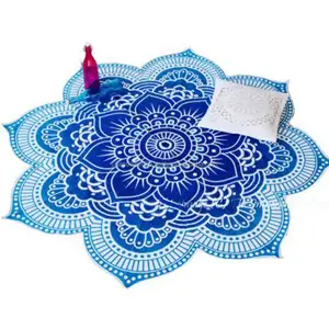 Lotus Mandala Round Beach Throw Towel Table Picnic Wall Hanging mandala tapestry, coperta, roundie mandala throw