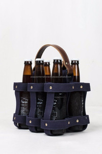 Estuche de cerveza de lona de estilo vintage de gran capacidad con cierre de gancho y bucle con mango Logotipo personalizado Paquete de 6 decorativos para uso en exteriores - Product Image 2