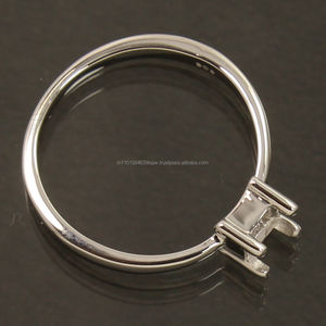 Bague de fiançailles ou de mariage à monter soi-même, pierre précieuse carrée de 4x4 mm, sertie en argent sterling 925 - Product Image 1