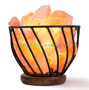 Lampe en sel de l'Himalaya naturel avec panier en métal, décoration d'intérieur, purificateur d'air, veilleuse, relaxation, bien-être, cadeau - Product Image 6