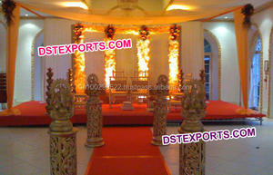 Columnas de Cristal Metálicas para Escenario de Boda, Pilares de Cristal para Pasillo de Boda, Columnas de Latón Metálicas con Cristales para Escenario de Boda, Irlanda - Product Image 4