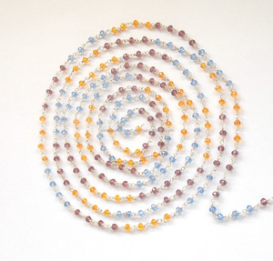 Belle Multi Pierre Argent Plaqué 3 - 4 mm Perlé Pierre Naturelle Multi Bijoux Chapelet Pièce Charme Chaîne - Product Image 3