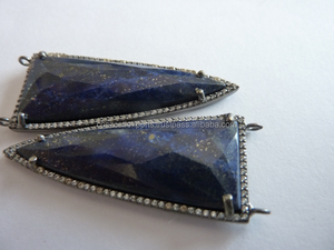 Colgantes y dijes de joyería fina de plata esterlina, collar de punta de flecha de lapislázuli a la moda con conector de diamante, joyería chapada en oro - Product Image 4