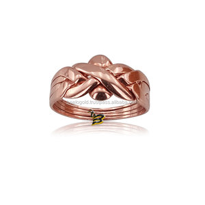 14k Solid Rose Gold 4 Band <b>Puzzle</b> <b>Ring</b> 14k Gold <b>Puzzle</b> <b>Ring</b> Handmade Traditional Turkish <b>Puzzle</b> <b>Ring</b> Interlocking Jewelry - Product Image 2