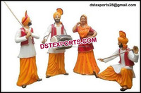 Statues en fibre de verre Rangla Punjab - Ensemble de six pièces détachables, couleur et taille personnalisables, pour la culture punjabi, décorations de mariage et événements