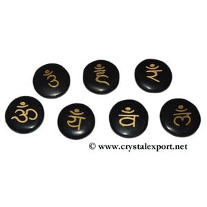 New Arrival 7 Set Eco-Friendly Healing Stones Chakra Symbol <b>Engraved</b> Agate Gemstones Carved Mascot Love Souvenir Healing <b>Tools</b> - Product Image 2