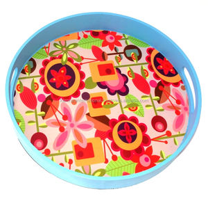 Plateau de service en MDF bleu imprimé sur mesure fait à la main pour un usage domestique et en restauration avec taille et couleur personnalisées LOGO PERSONNALISÉ KAMRAN International - Product Image 2