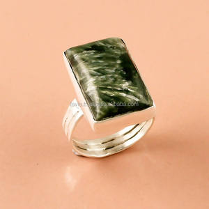 Bague en argent sterling 925 avec pierres précieuses de séraphinite naturelle, bijoux en pierres précieuses naturelles, fournisseur de bijoux faits à la main - Product Image 1