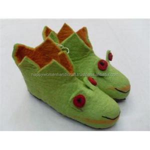 Handmade Felt Frog <b>Slipper</b> Unisex Winter & Summer Sandal Light Flat Feature Genuine Leather EVA/Rubber Insole Cute Style Girls - Product Image 1