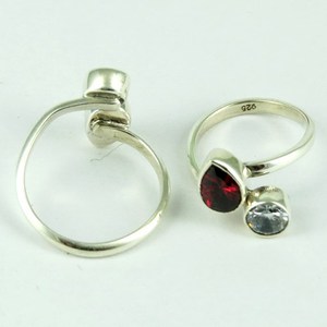 Fabulous White <b>CZ</b> & Red <b>CZ</b> Gemstone Sterling Silver Bohemian Bezel Setting <b>Ring</b> for Women/Unisex-Party & Wedding Gift - Product Image 6