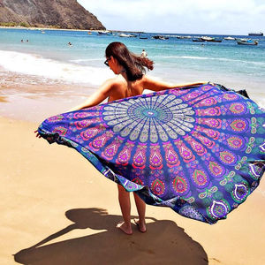 Alibaba Low Price Wholesale <b>Extra</b> <b>Large</b> Hippie Tapestries Mandala Round Beach <b>Towel</b> Bohemian Roundie Picnic Blanket - Product Image 1
