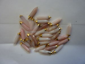 Pendentifs en forme de tête, 50 pièces, pierres précieuses, opale rose plaquée or, forme crayon, corne, pointes, breloques - Product Image 3