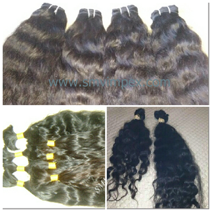 100% máquina de cabello crudo indio sin procesar cabello humano ondulado de calidad de doble trama. Cabello humano ondulado Remy DE LA India - Product Image 5
