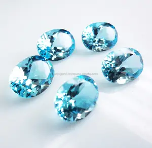 10X14mm Natural Sky Blue Topaz Oval Shape Cut Loose Gemstone for Making Jewelry Accessories Top Quality Oval Faceted Blue Topaz