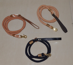 Laisse pour chien en corde tressée de haute qualité avec poignée en cuir, fournisseur de laisses pour chien en corde, fabricant de laisses pour chien en corde - Product Image 1