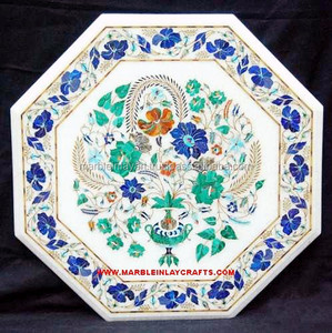 Octagonal <b>Marble</b> Inlay Table <b>Top</b>, Decorative <b>Marble</b> Inlay Table <b>Top</b> - Product Image 1