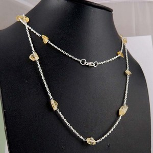 Magnifique collier pendentif en citrine jaune et argent sterling 925, chaîne maille forçat, style bohème, bijoux en pierres précieuses certifiées par un tiers - Product Image 5