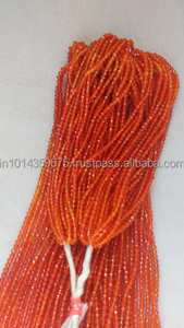 Cuentas Redondas Facetadas de Cornalina Naranja Natural AAA de 2 mm, Coszcalt Exports India - Product Image 2
