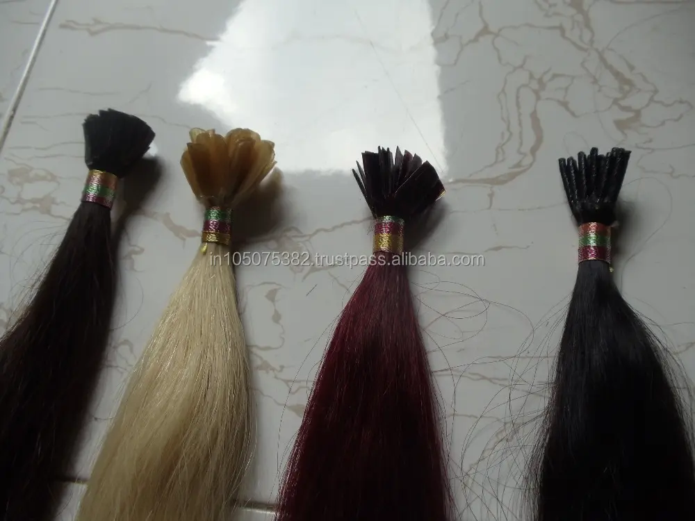Индийские девственные Реми кератиновые кончики для наращивания волос.