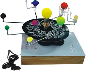 SOLAR SYSTEM MODEL with nine planets electric operated fitted on wooden base with name of the planet average distance from sun