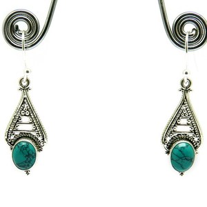 Nouveauté : Boucles d'oreilles Shri Ashapura Jewels en argent sterling 925, design spécial, turquoise, style bohème, pour amoureux, bijoux indiens en argent - Product Image 5