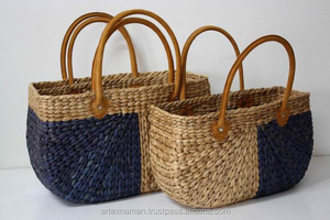 Jacinthe femmes fait à la main écologique sac fourre-tout de luxe ouvert fibre de bambou coton pas cher chaud lié à l'eau naturel plage sacs à main - Product Image 6