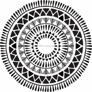 Serviette de plage ronde à motif Aztec, serviette ronde avec glands, première qualité, pièce lourde 1150gr - Product Image 1