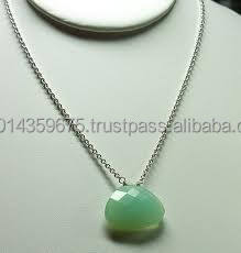 Pendentif en argent sterling Aqua Calcedony avec incrustation de lunette en plaqué or et rhodium pour fêtes ou breloques - Product Image 3