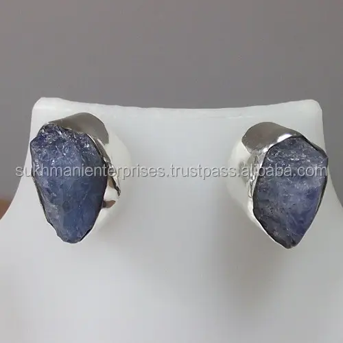 Tanzanite Borchie 925 Gioielli In Argento Naturale di Pietra Grezza Orecchini Delle Viti Prigioniere