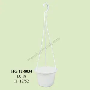 Round White Hanging Plastic Planter Pot para atacado, casa e decoração de jardim (HG 12-8034)