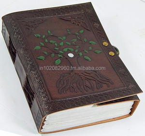 Cuaderno de bocetos vintage de cuero genuino hecho a mano, diario con árbol de la vida pintado a mano, cuaderno de viaje ecológico, regalos de viaje - Product Image 1