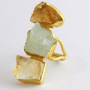 Anillo de plata de primera ley y citrino para mujer, sortija, plata esterlina 925, Amarillo, Azul, aguamarina, 925 - Product Image 3