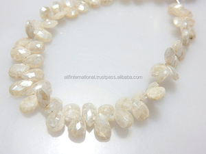 Briolette Facettes Poire Gouttes Blanc Silverite Gemstone Perles - Product Image 6