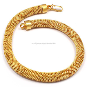 Chaîne en laiton plaqué or naturel incurvée ronde de 18 pouces, taille 12 mm, fermeture à verrouillage, faite à la main pour femmes et filles par Mohit R Gems - Product Image 2