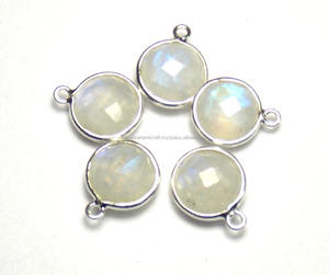 925 Plata de Ley oro blanco 10mm conector de bisel de doble fianza para colgantes de joyería todas las joyas SAC4059CB arcoíris plateado - Product Image 1