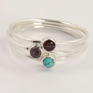 Birthday Gift TURQUOISE(S) & Other Gemstones 925 Solid Sterling Silver Hot Fashion Ring Size Round Shaped Jewellery