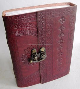 Cuaderno de tapa con solapa follaje estampado en relieve a mano al por mayor con cerradura - Product Image 1