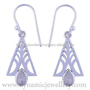 Venta al por mayor en línea 925 Pendientes de piedras preciosas de plata esterlina Diseño popular con piedras preciosas cortadas de arco iris Estilo de moda para bodas - Product Image 1