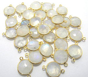 Juego de bisel de piedra lunar arcoíris conector de piedras preciosas - Product Image 1