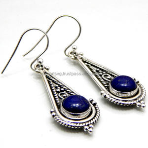 Recién llegado, pendientes de gota de Plata de Ley 925 con piedras preciosas de lapislázuli naturales, bonito regalo de joyería de moda para ella para bodas - Product Image 3