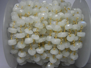 Arco Iris piedra lunar 7-8mm facetado Rondelle Bead gema Rosario cadena - Product Image 4