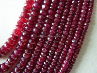 Perles Rondelles Facettées Naturelles en Pierre de Rubis Rouge, Évaluation par un Expert pour la Fabrication de Bijoux, Coszcalt Exports DFE00102
